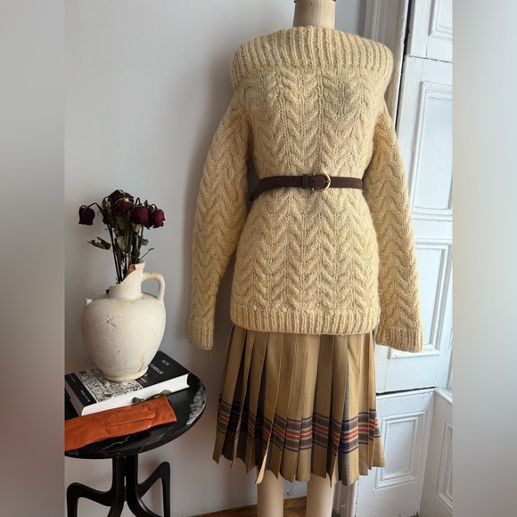 Vintage Reversible Scottish Wool Pleated High Waisted Skirt Heritage Tartan - Picture 5 of 10